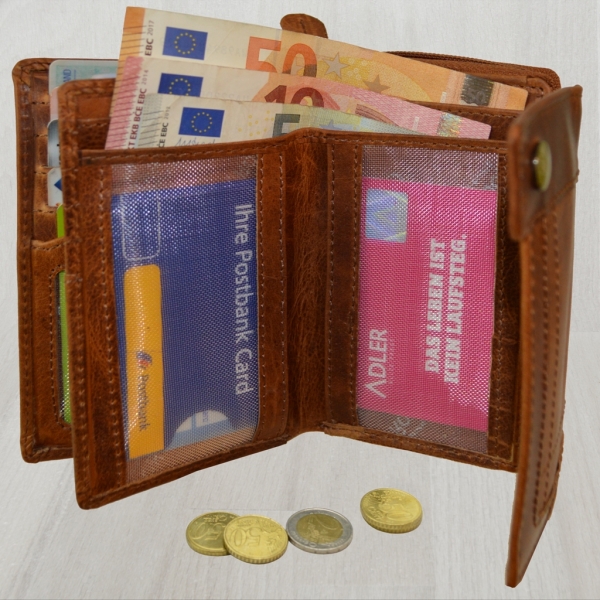 Exklusive Edle Glattleder Damen Geldbörse Portemonnaie (braun)